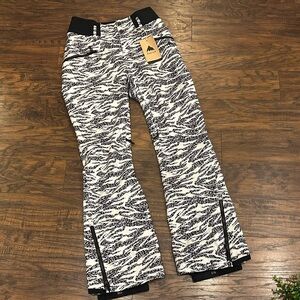 NWT BURTON Women’s Marcy High Rise Snowboard Pants Snow Pants Black White Skiing